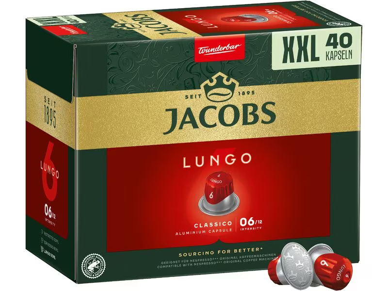 Jacobs Kaffeekapseln Lungo 6 Classico 5 x 40 Stück