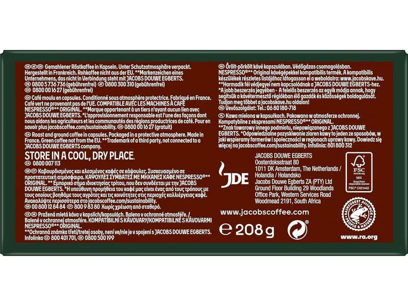 Jacobs Kaffeekapseln Espresso 10 Intenso 5 x 40 Stück