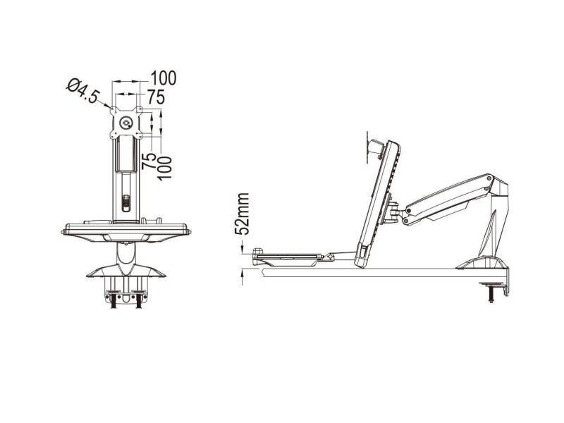 Multibrackets Tischhalterung Flex Desk Workstation bis 8 kg – Schwarz