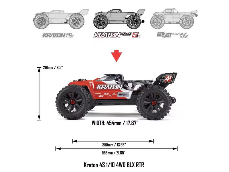 Arrma Monster Truck Kraton 4x4 4S V2 BLX Rot, ARTR, 1:10