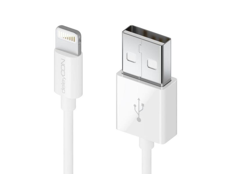 deleyCON USB 2.0-Kabel USB A - Lightning 1 m