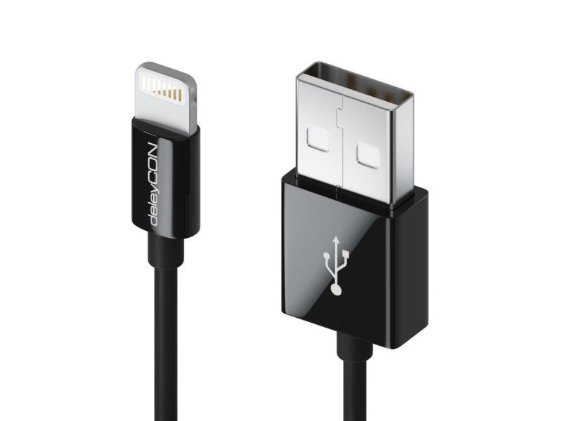 deleyCON USB 2.0-Kabel USB A - Lightning 1 m