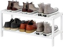 Songmics Schuhregal mit 2 Ablagen aus Bambus, Weiss