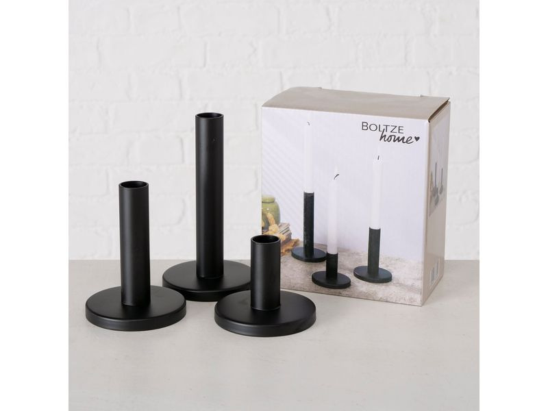 Boltze Kerzenhalter Malko 3-teilig, Schwarz