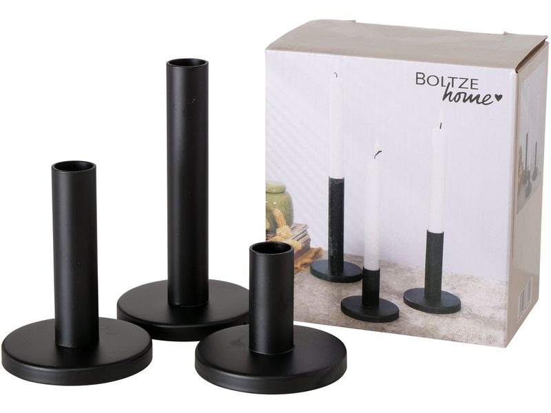 Boltze Kerzenhalter Malko 3-teilig, Schwarz