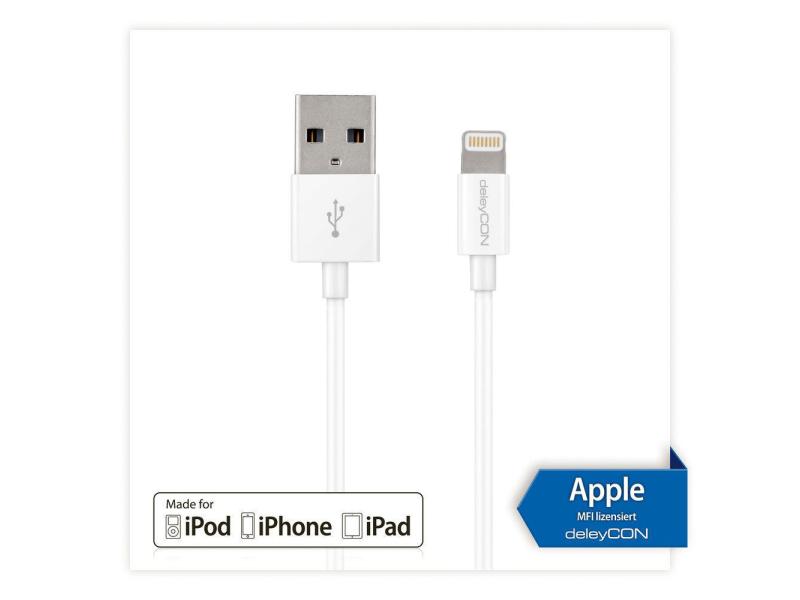 deleyCON USB 2.0-Kabel USB A - Lightning 2 m
