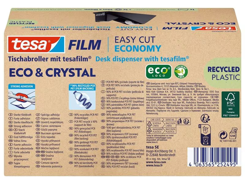 tesa Abroller Easy Cut Economy mit Klebeband Eco &amp; Crystal
