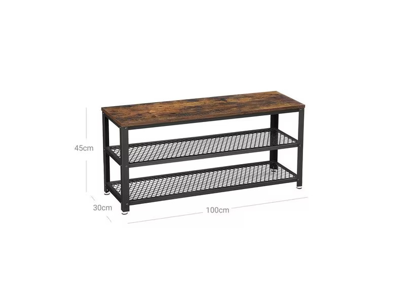 VASAGLE Schuhregal 100 cm x 30 cm, Braun/Schwarz
