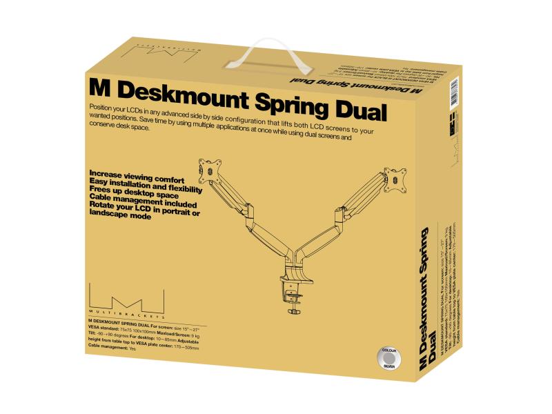 Multibrackets Tischhalterung Gas Spring Dual bis 9 kg – Silber