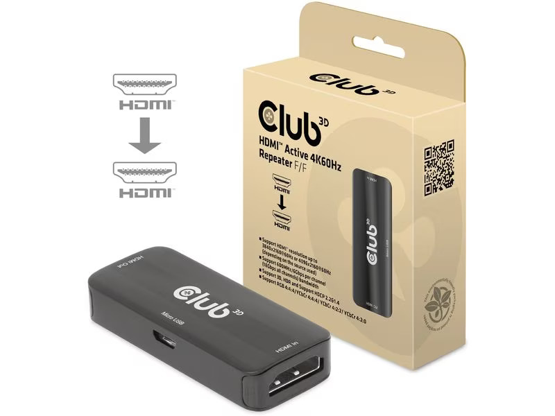 Club 3D Active HDMI 4K60Hz Repeater B/B CAC-1307  -