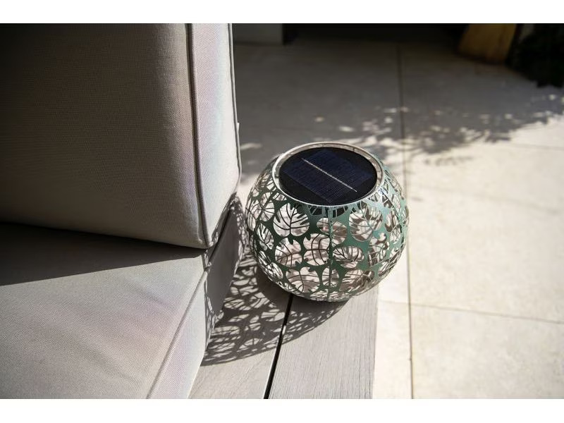 STT Windlicht Solar Antic Globe Monstera Ø 22 cm, Dunkelgrün