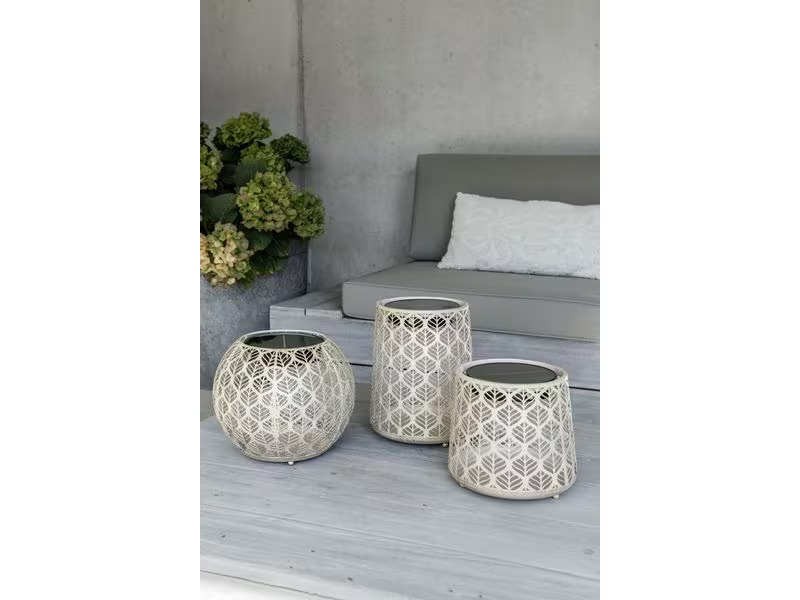 STT Windlicht Solar Antic Globe Grafic Ø 22 cm, Hellbeige