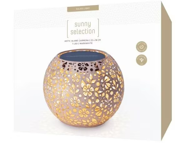 STT Windlicht Solar Antic Globe Carrera Ø 22 cm, Hellrosa