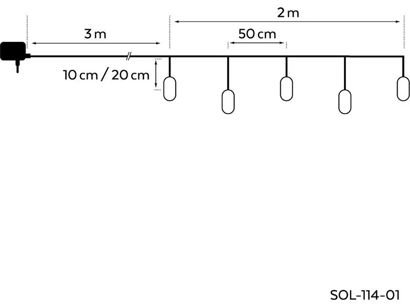 STT Lichterkette Solar Protect 5, 200 cm, Schwarz