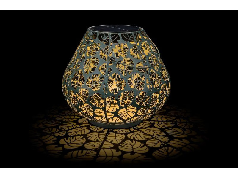 STT Laterne Solar Antic Monstera, 24 cm, Dunkelgrün
