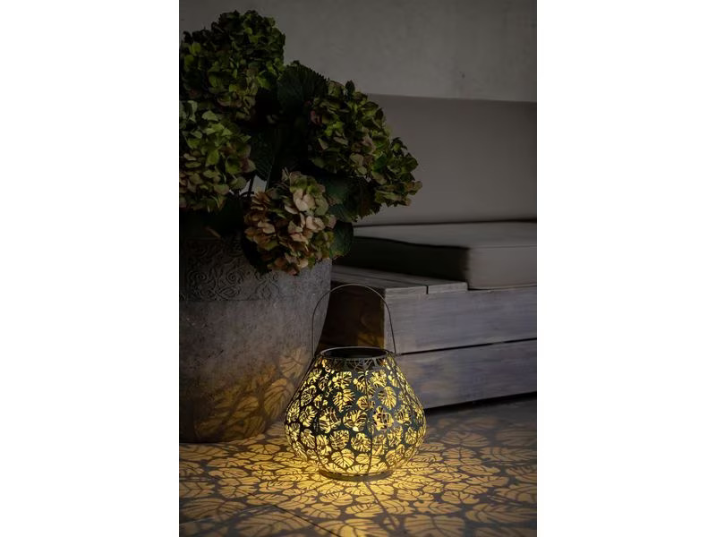 STT Laterne Solar Antic Monstera, 24 cm, Dunkelgrün