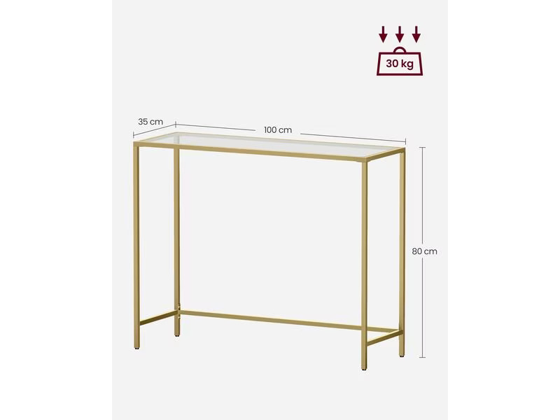 VASAGLE Konsolentisch 80 cm x 100 cm, Gold