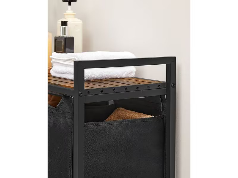 Songmics Wäschekorb  38 l, Braun/Schwarz