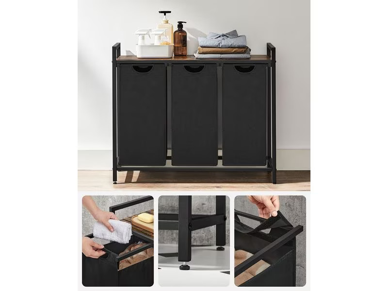 Songmics Wäschekorb  38 l, Braun/Schwarz