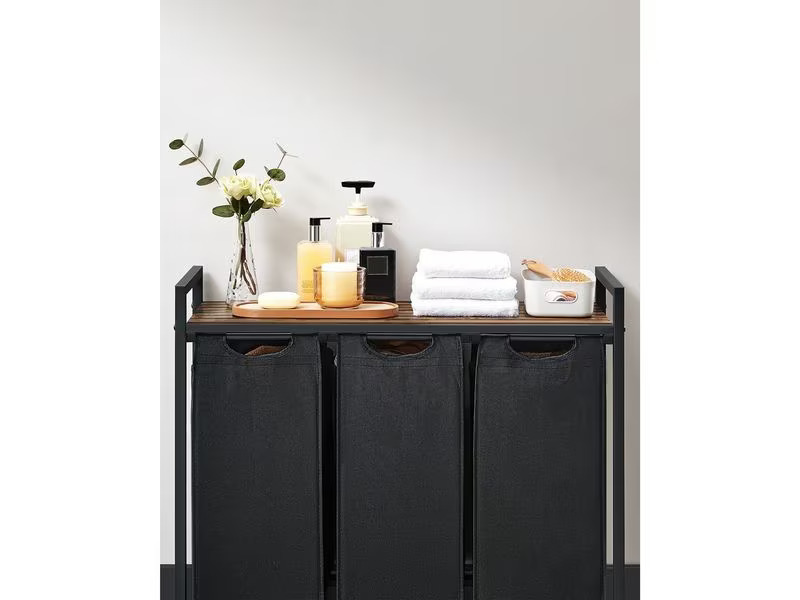Songmics Wäschekorb  38 l, Braun/Schwarz