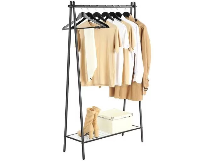 Songmics Garderobenständer 153 cm, Schwarz/Schwarz matt