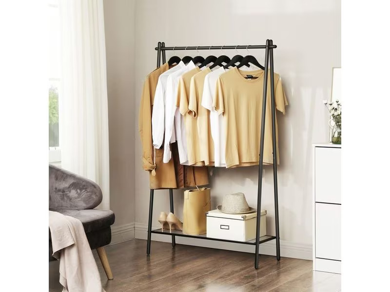 Songmics Garderobenständer 153 cm, Schwarz/Schwarz matt