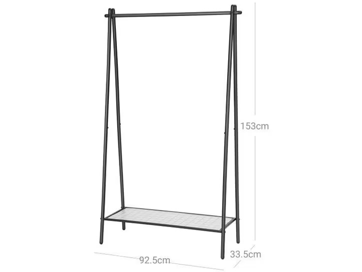 Songmics Garderobenständer 153 cm, Schwarz/Schwarz matt