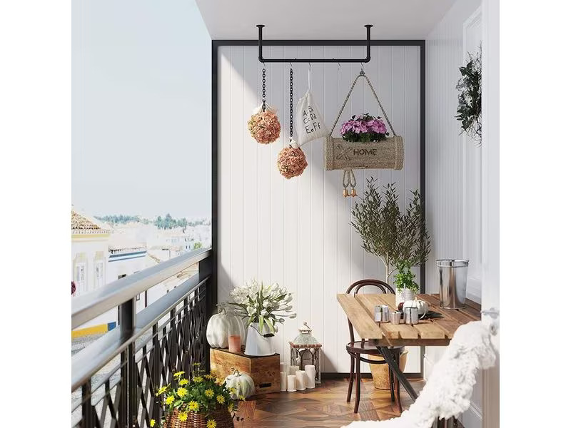 Songmics Garderobenleiste 92 cm x 7.5 cm, Schwarz