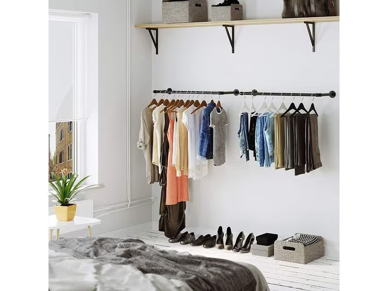 Songmics Garderobenleiste 92 cm x 7.5 cm, Schwarz