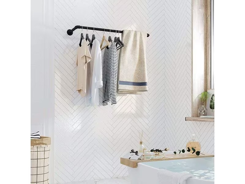 Songmics Garderobenleiste 92 cm x 7.5 cm, Schwarz