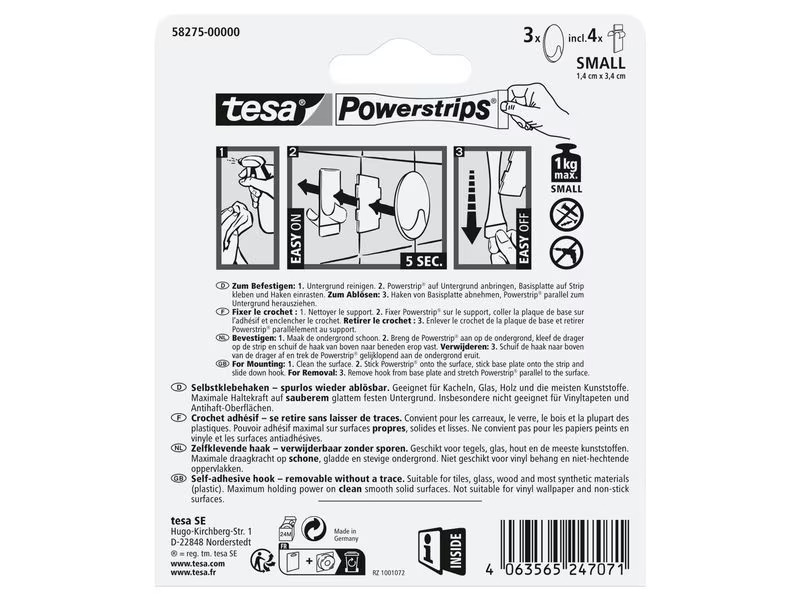 tesa Klebehaken Powerstrips Small Oval, Schwarz