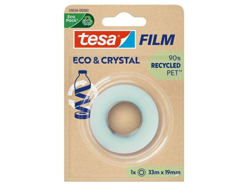 tesa Klebeband Eco &amp; Crystal 19 mm x 33 m, 1 Rolle