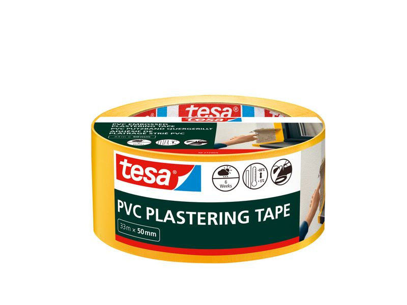 tesa Abdeckband PVC Putzband Quergerillt, 33 m x 50 mm