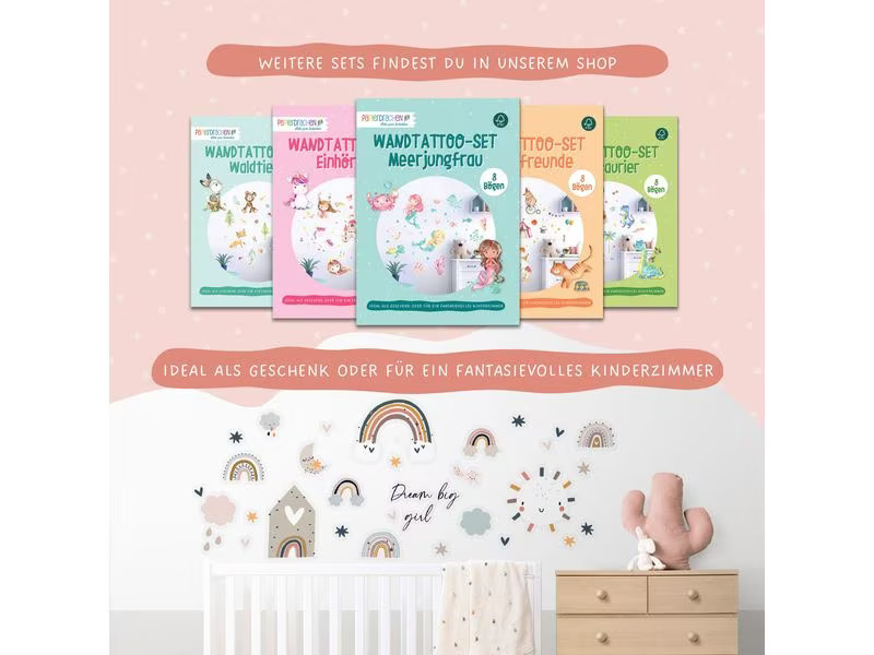 Papierdrachen Wandtattoo-Set Regenbogen