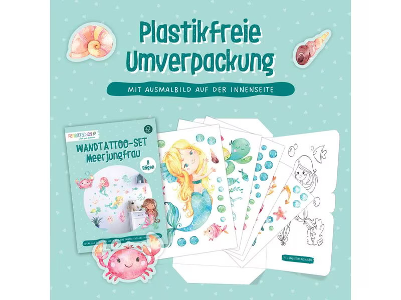 Papierdrachen Wandtattoo-Set Meerjungfrau