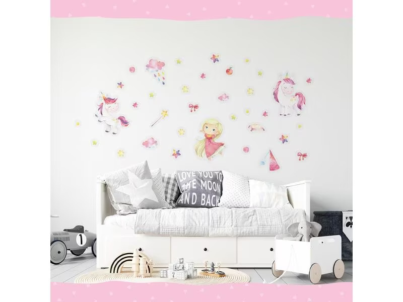 Papierdrachen Wandtattoo-Set Einhorn