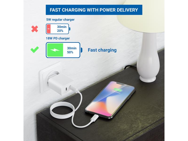 deleyCON USB 2.0-Kabel USB-C – Lightning 1 m
