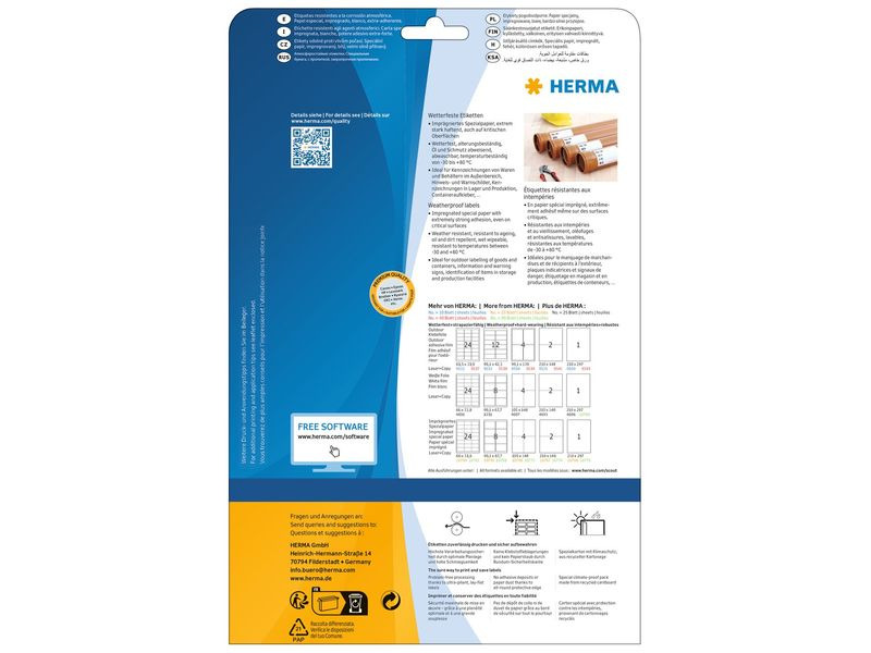 HERMA Outdoor-Etiketten 105 x 148 mm, 20 Blatt