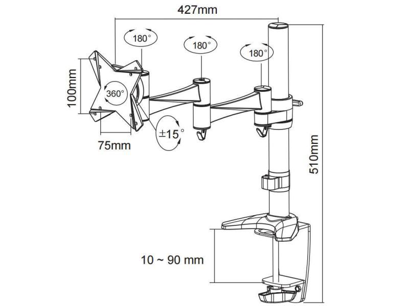 NewStar Tischhalterung FPMA-D1330SILVER bis 9 kg – Silber