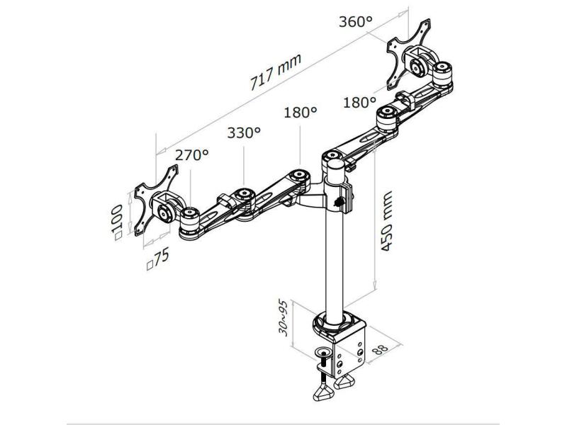 NewStar Tischhalterung FPMA-D935D bis 12 kg – Silber