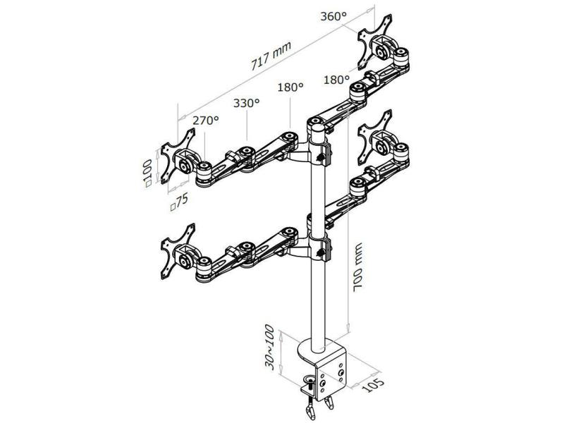 NewStar Tischhalterung FPMA-D935D4 bis 10 kg – Schwarz