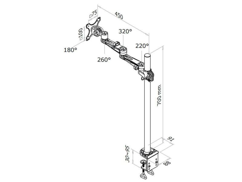 NewStar Tischhalterung FPMA-D935POLE70 bis 12 kg – Silber