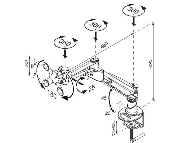 NewStar Tischhalterung FPMA-D940 bis 9 kg – Silber