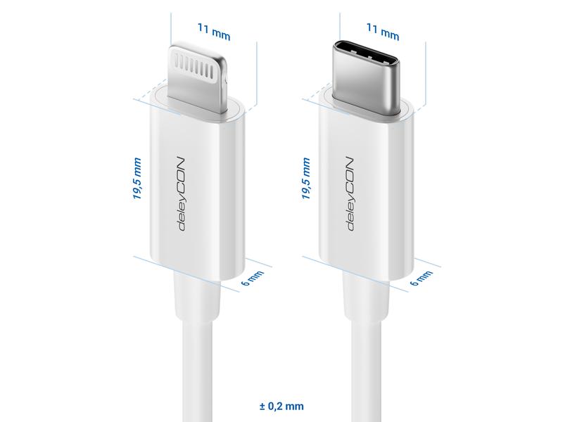 deleyCON USB 2.0-Kabel USB-C – Lightning 2 m