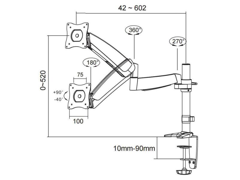 NewStar Tischhalterung FPMA-D950 bis 9 kg – Silber