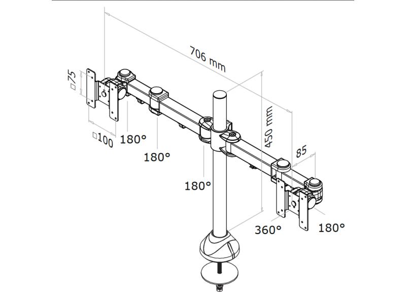 NewStar Tischhalterung FPMA-D960DG bis 12 kg – Schwarz
