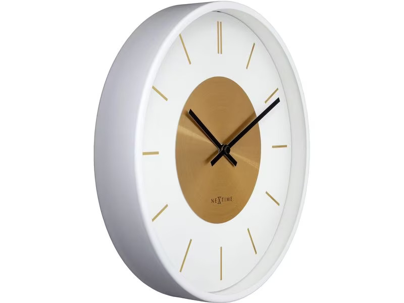 NeXtime Wanduhr Retro II Ø 25 cm, Gold/Weiss