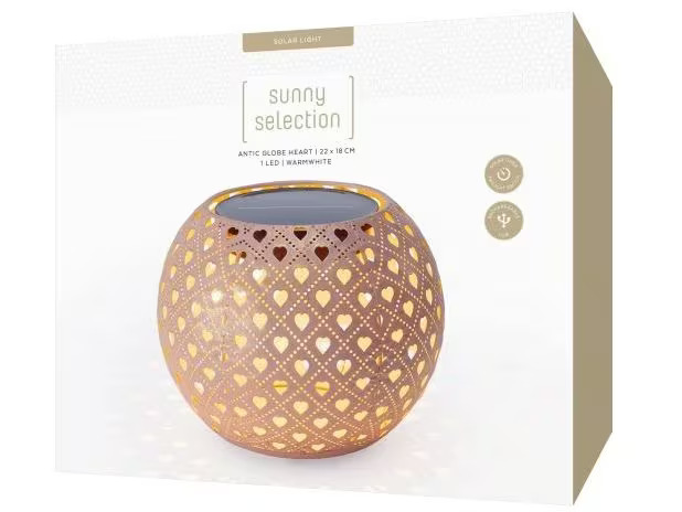STT Windlicht Solar Antic Globe Heart Ø 22 cm, Lila