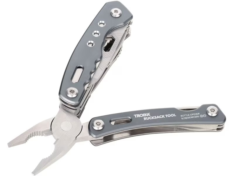Troika Taschenmesser Rucksack Tool mit 15 Funktionen, Grau