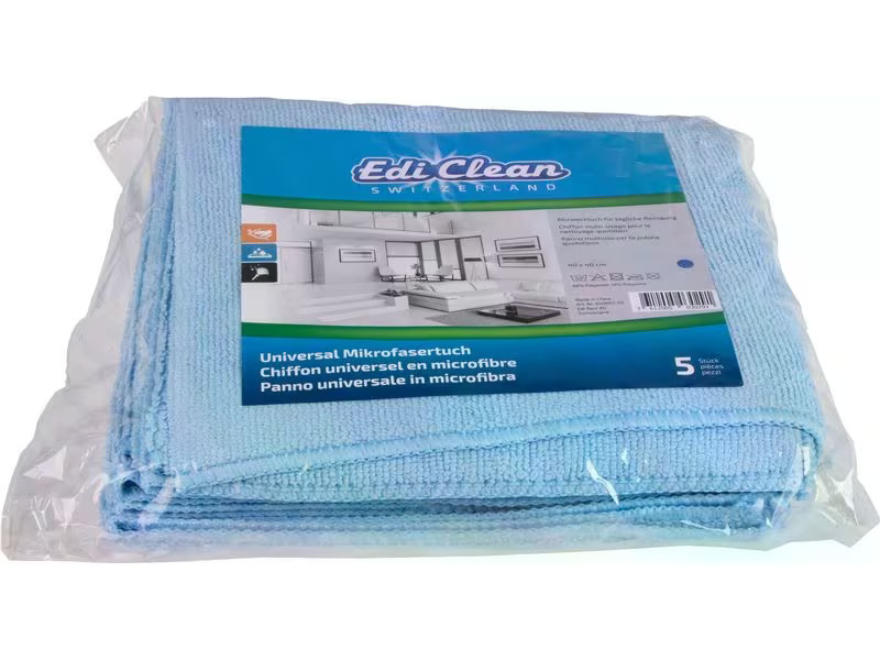 Edi Baur Mikrofaser-Reinigungstuch Universal 5 Stück, Blau